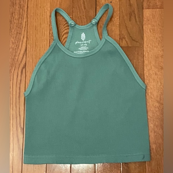NEW Free People Happiness Runs Crop Tank Deep Balsam Green M/L $30 - Picture 5 of 6